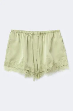 Gina Tricot Satin lace shorts Groen