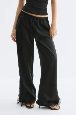 Sale Gina Tricot Satin lace trousers Zwart