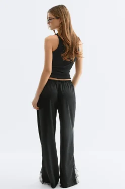 Sale Gina Tricot Satin lace trousers Zwart