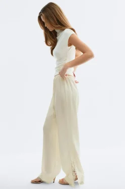 Sale Gina Tricot Satin lace trousers Wit