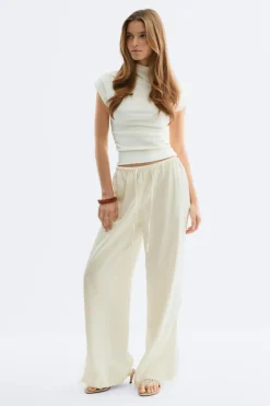 Sale Gina Tricot Satin lace trousers Wit