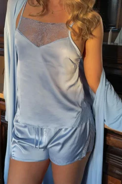 Clearance Gina Tricot Satin loungewear shorts Blauw