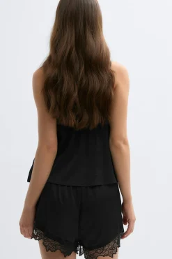Sale Gina Tricot Satin loungewear shorts Zwart