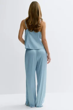 Discount Gina Tricot Satin loungewear trousers Blauw