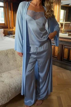 Discount Gina Tricot Satin loungewear trousers Blauw