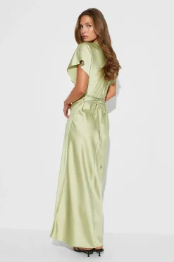 Outlet Gina Tricot Satin maxi dress Groen