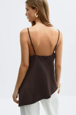 Online Gina Tricot Satin singlet Bruin