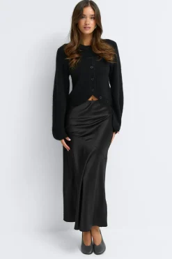 Gina Tricot Satin skirt Zwart