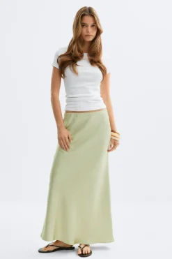 Gina Tricot Satin skirt Groen