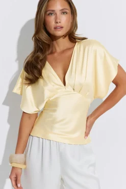 Outlet Gina Tricot Satin top Geel
