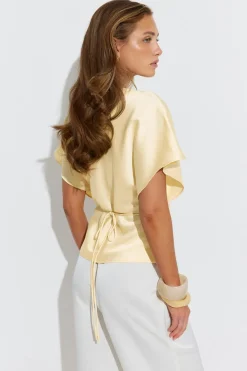 Outlet Gina Tricot Satin top Geel