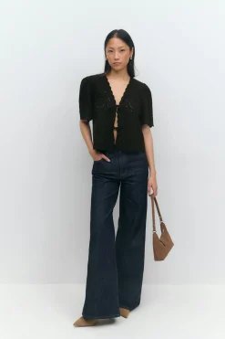 Best Gina Tricot Scallop edge blouse Zwart