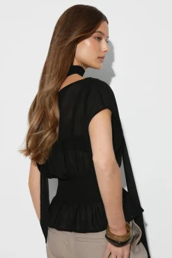 New Gina Tricot Scarf blouse Zwart