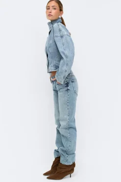 Online Gina Tricot Sculpted denim jacket Blauw