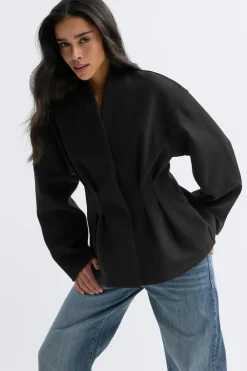 Discount Gina Tricot Sculpted felt jacket Zwart