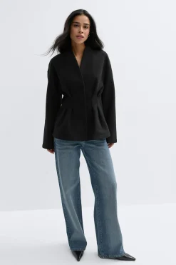 Discount Gina Tricot Sculpted felt jacket Zwart