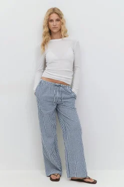Gina Tricot Seersucker gingham trousers Blauw