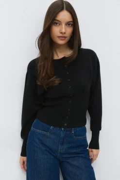 Discount Gina Tricot Shaped knitted cardigan Zwart
