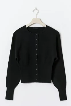 Discount Gina Tricot Shaped knitted cardigan Zwart