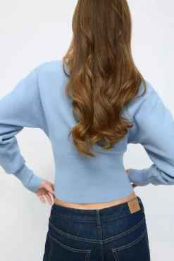 Discount Gina Tricot Shaped knitted cardigan Blauw