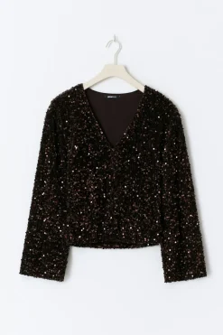 Hot Gina Tricot Shaped sequin top Bruin