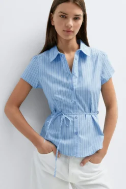 Sale Gina Tricot Shaped shirt Blauw