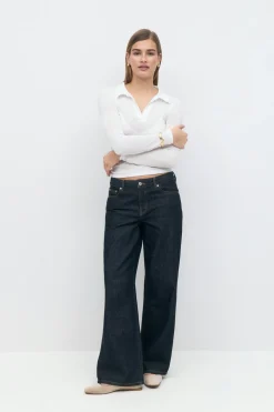Best Gina Tricot Sheer collar top Wit