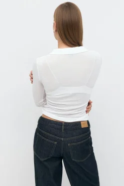 Best Gina Tricot Sheer collar top Wit