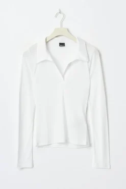 Best Gina Tricot Sheer collar top Wit