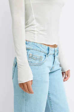 New Gina Tricot Sheer long sleeve top Wit