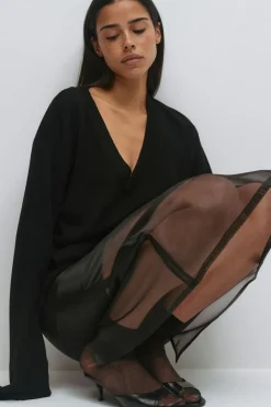 Hot Gina Tricot Sheer skirt Zwart