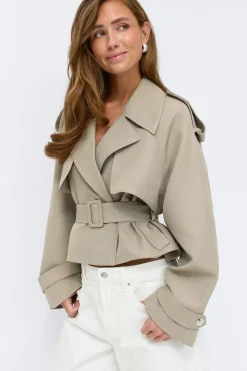 New Gina Tricot Short belted trench coat Beige