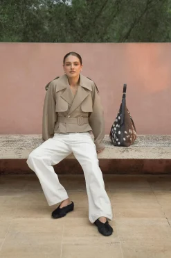 New Gina Tricot Short belted trench coat Beige