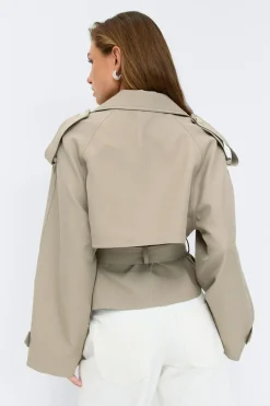 New Gina Tricot Short belted trench coat Beige