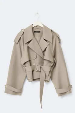 New Gina Tricot Short belted trench coat Beige