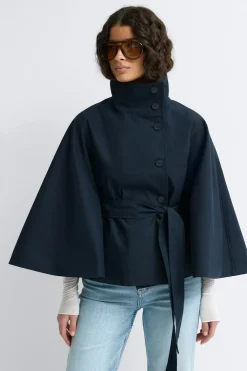 New Gina Tricot Short cape trench jacket Blauw