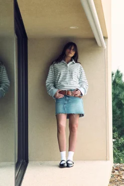 Online Gina Tricot Short denim skirt Blauw