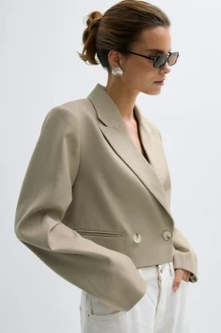 New Gina Tricot Short double breasted blazer Beige