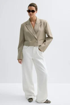 New Gina Tricot Short double breasted blazer Beige