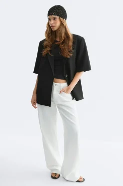 New Gina Tricot Short sleeve blazer Zwart