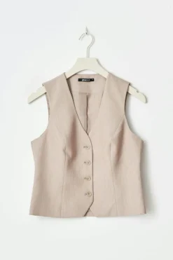 Best Gina Tricot Short v-neck vest Beige
