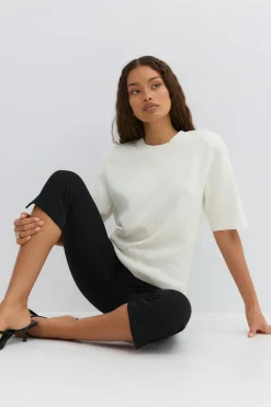 Online Gina Tricot Shoulder pad knitted top Wit