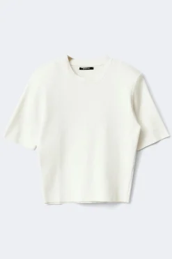 Online Gina Tricot Shoulder pad knitted top Wit