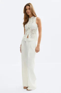 Best Gina Tricot Sleeveless lace top Wit