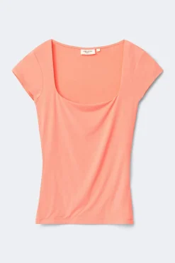 Outlet Gina Tricot Slim fit short sleeve top Oranje