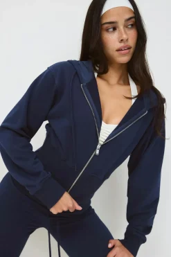 Sale Gina Tricot Slim fit zip hoodie Blauw