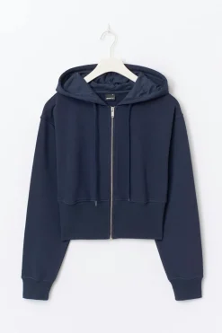 Sale Gina Tricot Slim fit zip hoodie Blauw