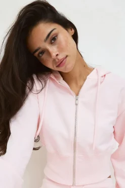 Clearance Gina Tricot Slim fit zip hoodie Roze