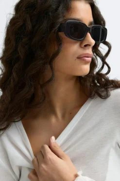 Discount Gina Tricot Slim rectangular sunglasses Zwart