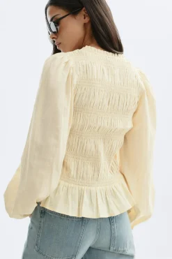 Discount Gina Tricot Smock blouse Geel